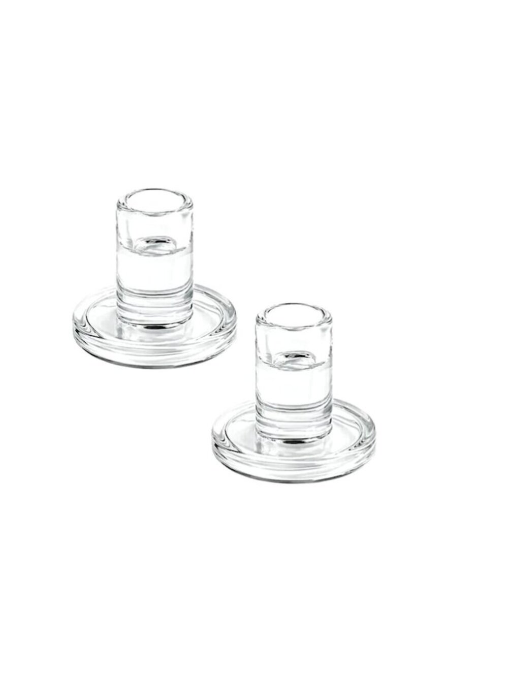 Pair of Candle Holders Modern Glass Taper Candlestick Holders Clear Sturdy NEW